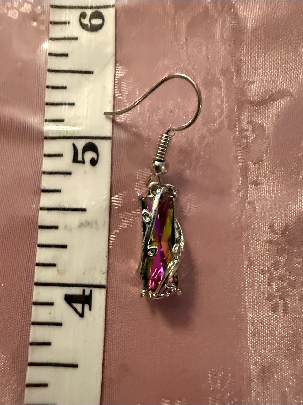 Multicolor Crystal Drop Earrings - Silver Tone Women Jewelry - Picture 2 of 2